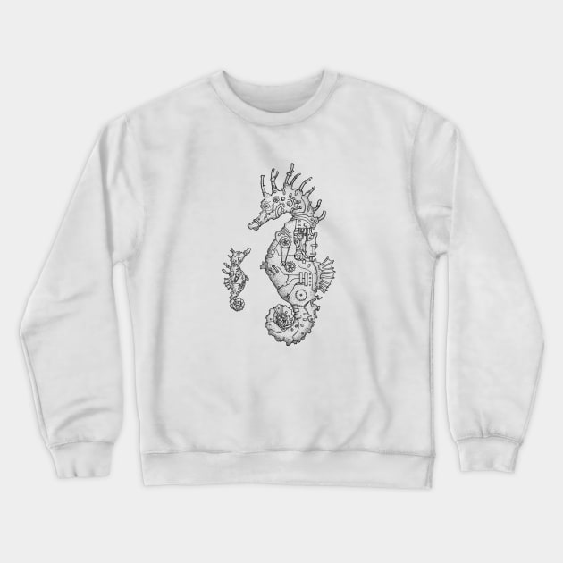 Steampunk Seahorse Crewneck Sweatshirt by SamDeaconArt